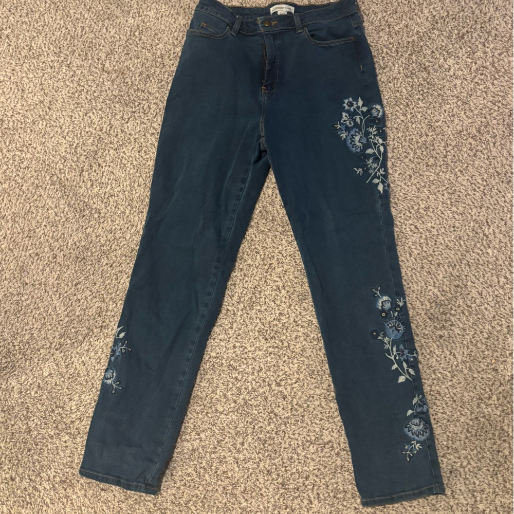 Coldwater Creek Skinny / Straight Embroidered Jeans